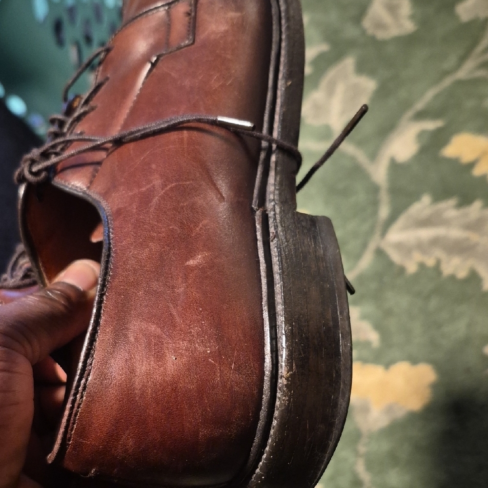 Allen Edmonds Men's Dark Brown Leather Derby Oxfords - Picture 3 of 14